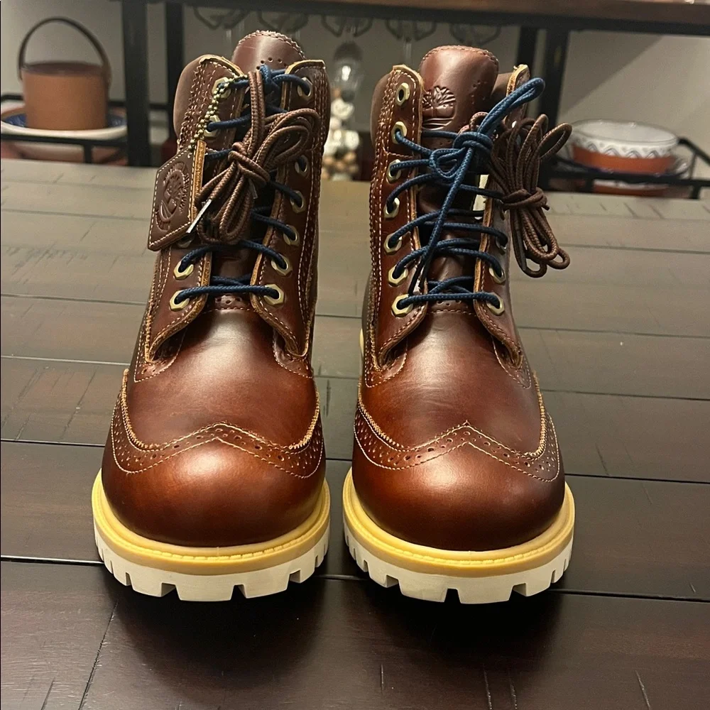 Timberland 6” Premium Waterproof Brogue Boots new brown Mens Size 8
